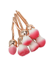 Juego de 6 brochas de maquillaje con diseño de flor de rosa y rubor